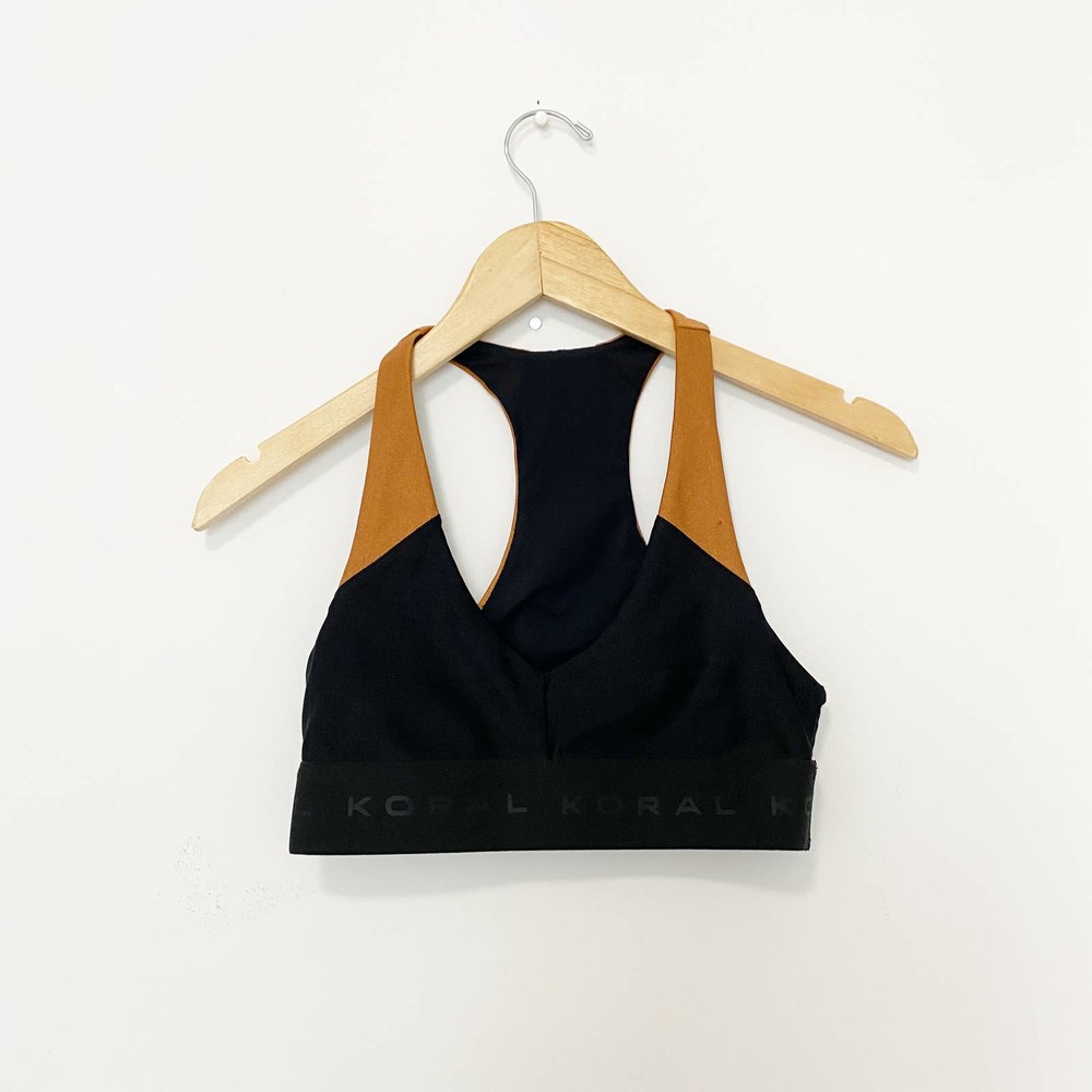 NEW Koral Brown & Black Studded Sports Bra Small